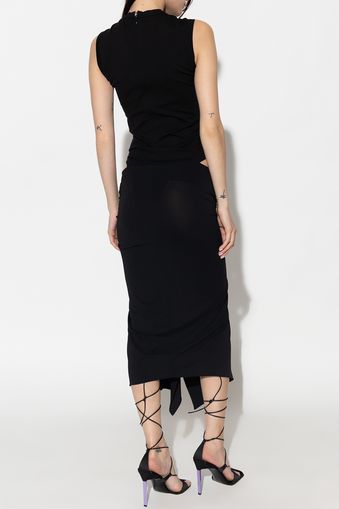 Black 'Mirna' asymmetrical dress with bodysuit The Attico